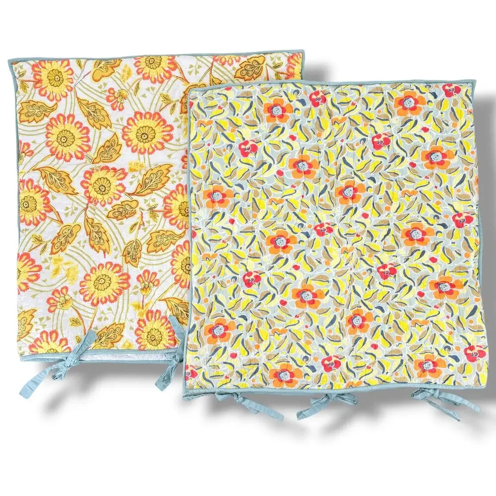 Pottery Barn Foundations Set of 2 Euro Shams Reversible Floral Quilted 25